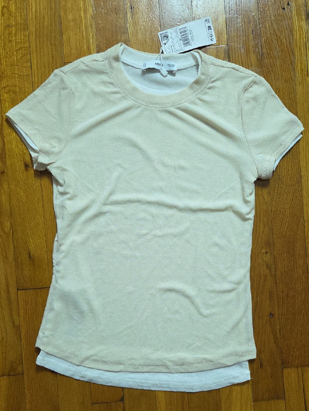 Everyday Cream Ribbed Short Sleeve Tee - Minimal Crew Neck